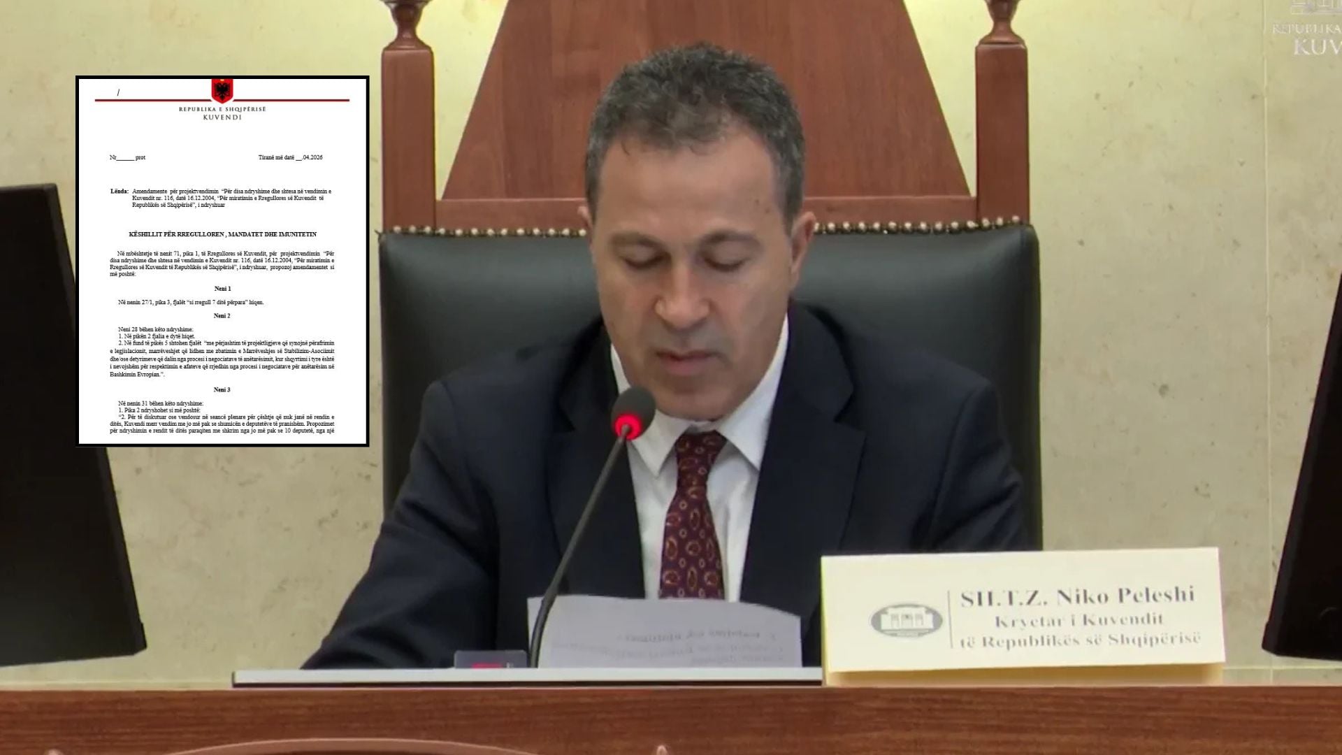 Peleshi prek rregulloren e Kuvendit: ligjet për BE jashtë kufirit të përshpejtimit