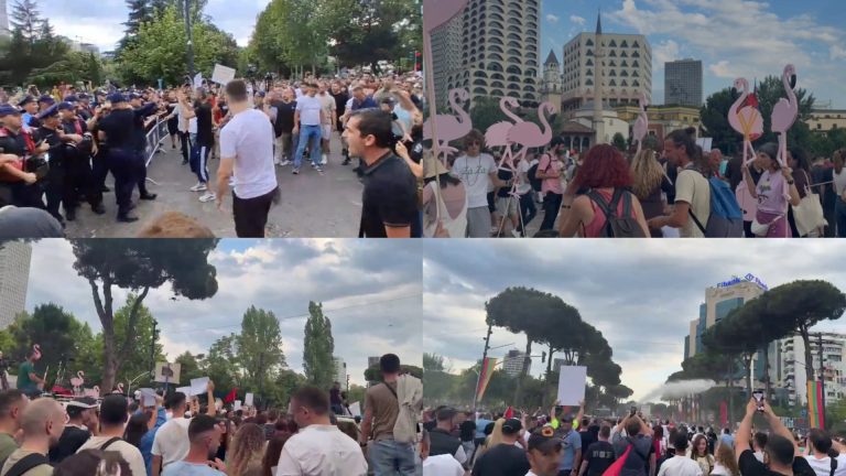 Përplasje te protesta për Zvërnecin, qytetarët çajnë kordonin dhe policia përdor ujëhedhëse