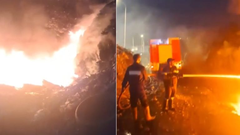 Rindizet zjarri te venddepozitimi i mbetjeve ne Vlore, tymi mbulon serish zonen