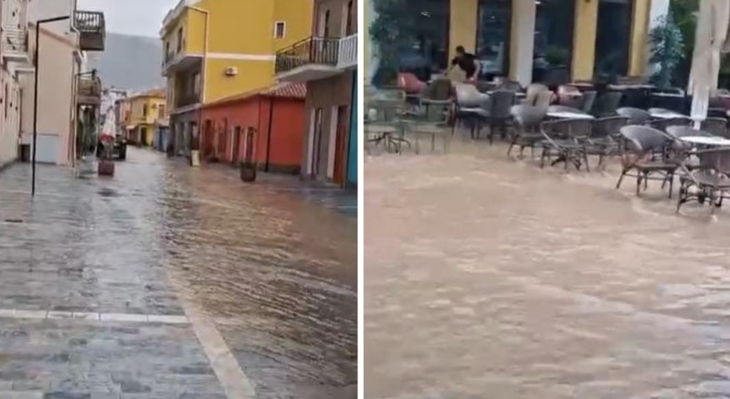 Shi i rrëmbyeshëm në Pogradec, rrugët nën ujë pak pas ndërhyrjeve në lagjen “Naim Frashëri”