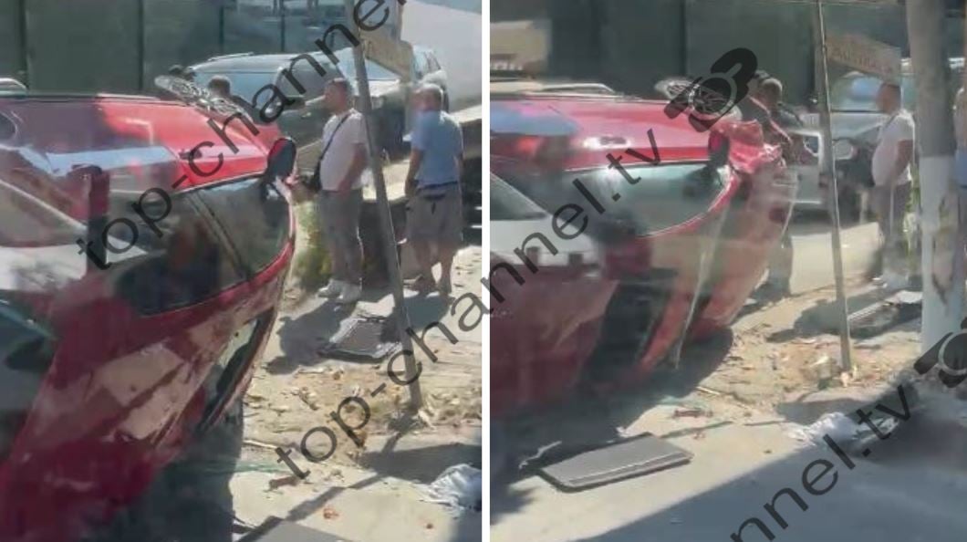 Aksident pranë Universitetit Bujqësor të Tiranës, një makinë përmbyset në mes të rrugës