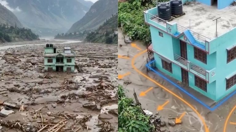 Përmbytja në Nepal la pas shkatërrim, por një shtëpi trekatëshe mbeti në këmbë