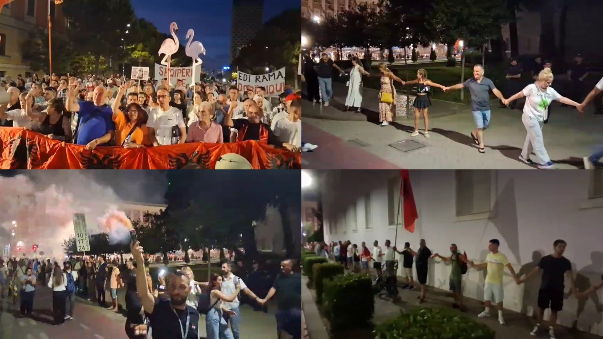 100 ditë protestë para Kryeministrisë, tubuesit e rrethojnë simbolikisht me thirrjen “Shqipëria nuk është në shitje”