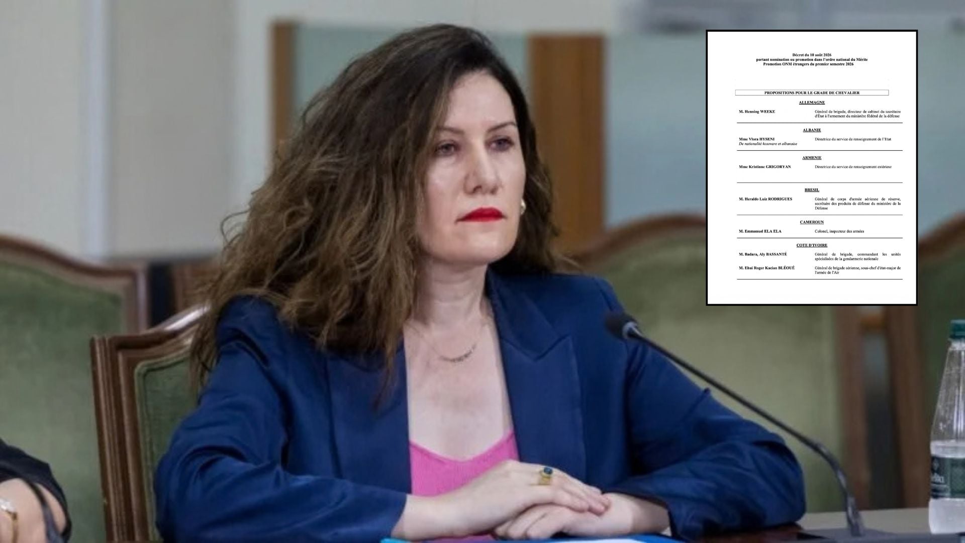 Vlora Hyseni në dekret francez për Urdhrin e Meritës, ndërsa në Shqipëri është në arrest shtëpiak