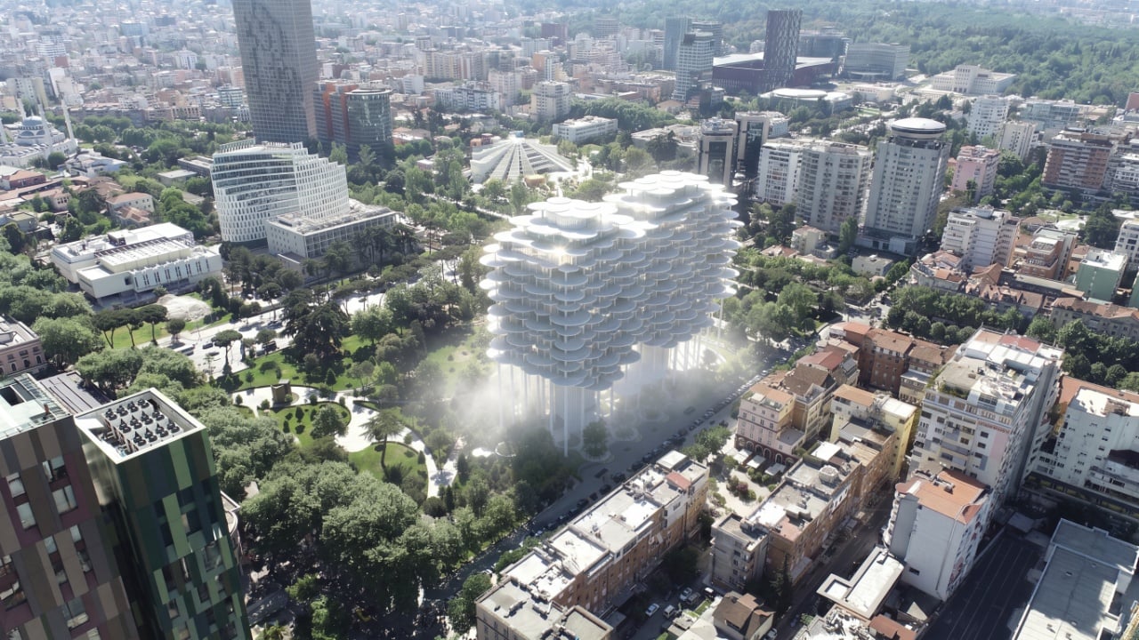Shpallet projekti fitues për “Tirana Fountain Tower”, kulla që premton më pak tokë të zënë në Parkun Rinia