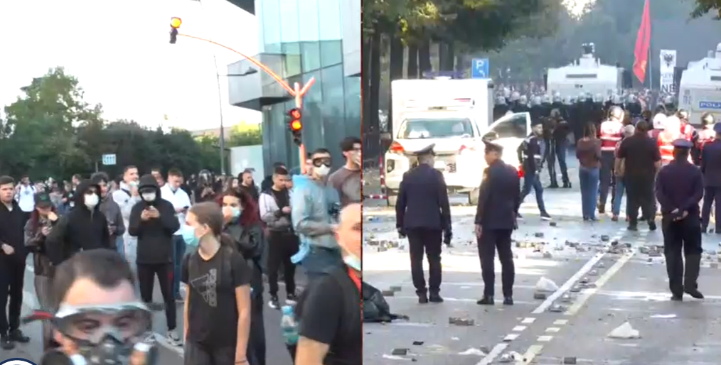 Përplasje në protestën e studentëve te Rruga e Durrësit, policia përdor gazlotsjellës