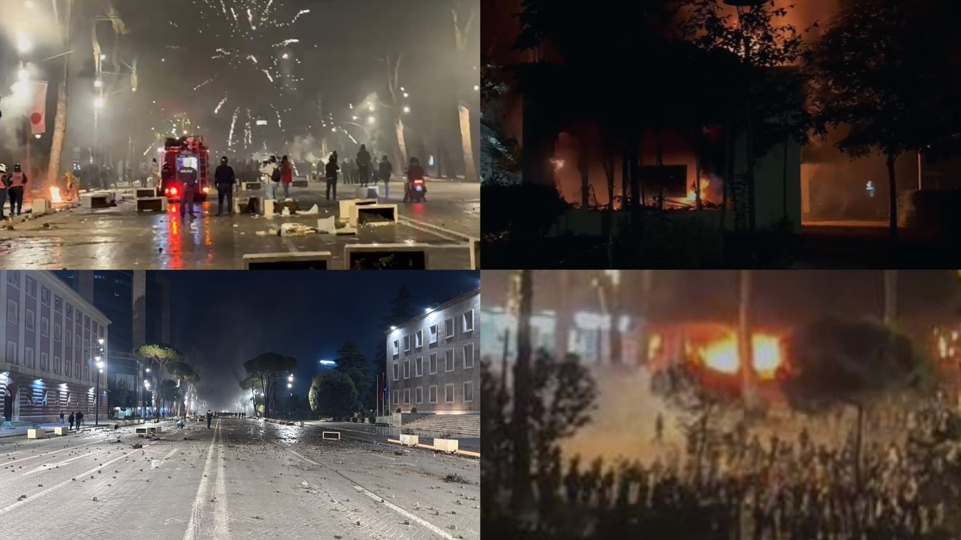 Tiranë, protestë me dhunë dhe dëme të mëdha: sulmohen ministri, banka e biznese