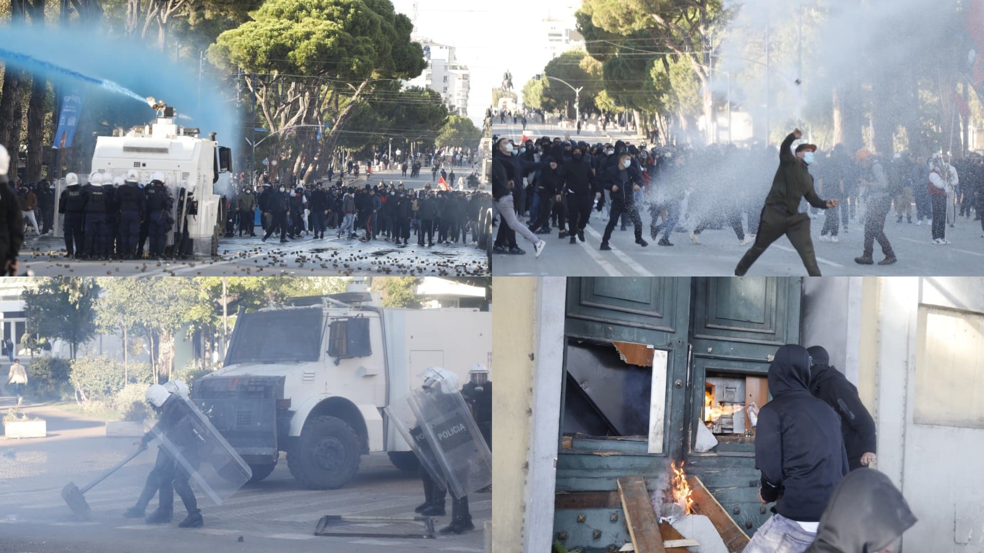 Protesta në Tiranë dhe rrethe, përplasje me Policinë dhe dëme te institucionet