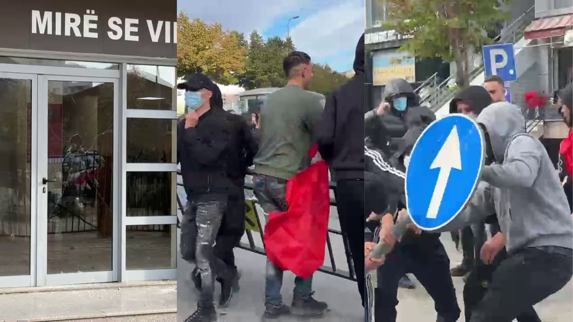Tensione në Lezhë gjatë protestës së gjimnazistëve, dëmtohen xhama dhe sinjalistika rrugore