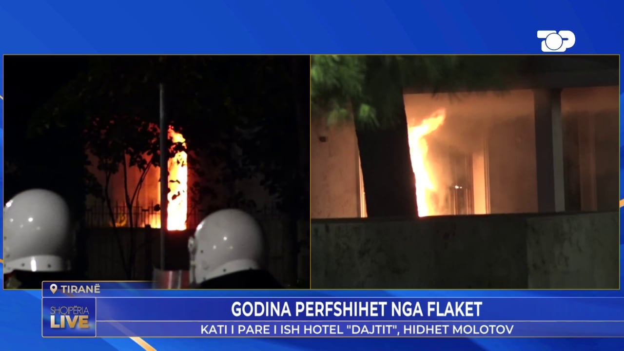 Molotov dhe përplasje te ish-hotel “Dajti”, flakë në katin e parë mes tensioneve