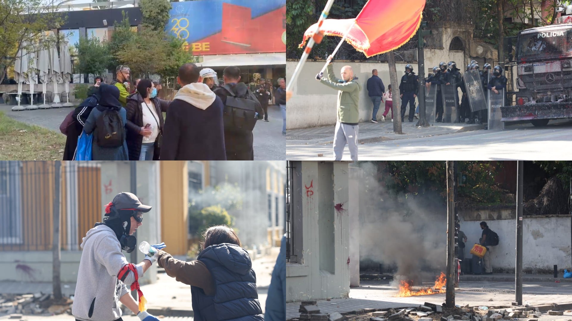 Protesta në Tiranë del jashtë kontrollit: gurë ndaj policisë dhe sulm te selia e PS