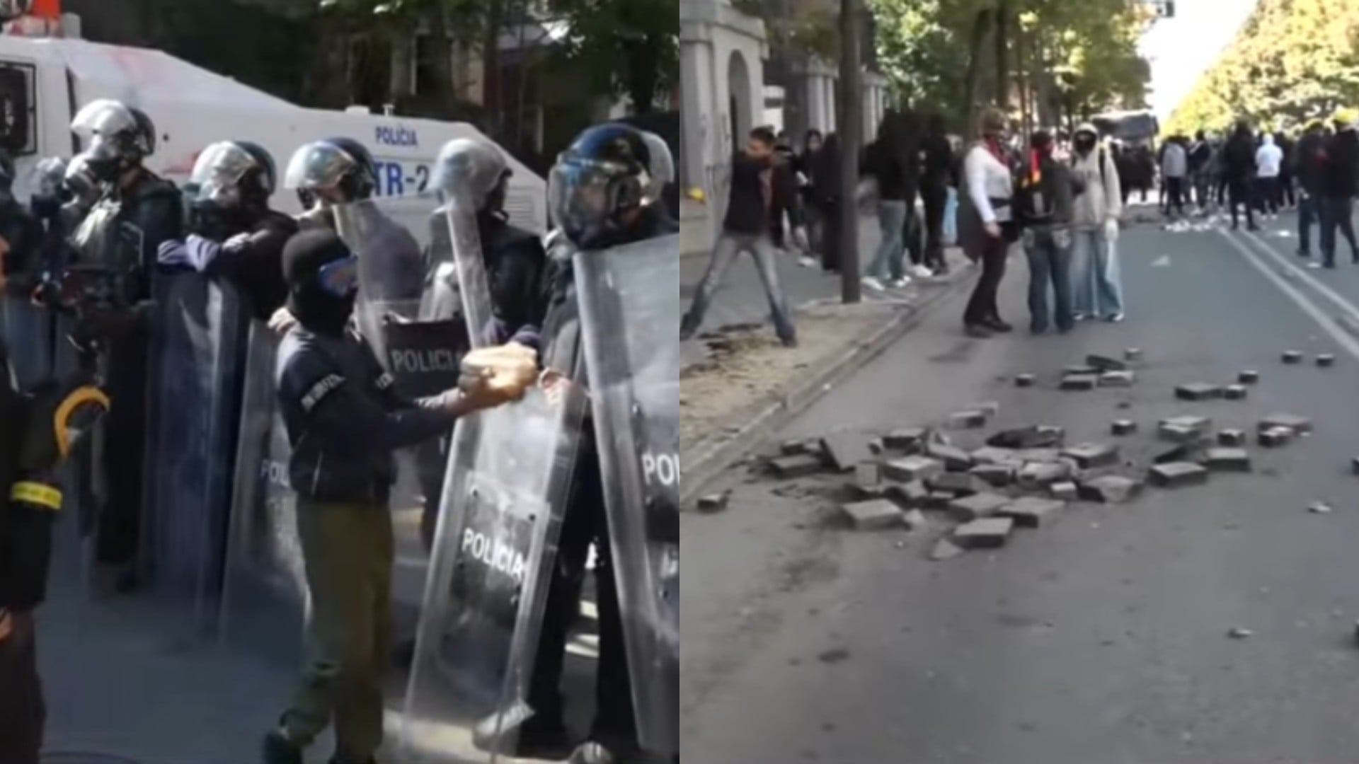 Dita e shtatë e protestës: ushqim për policët, por në Rrugën e Durrësit shkulen pllakat