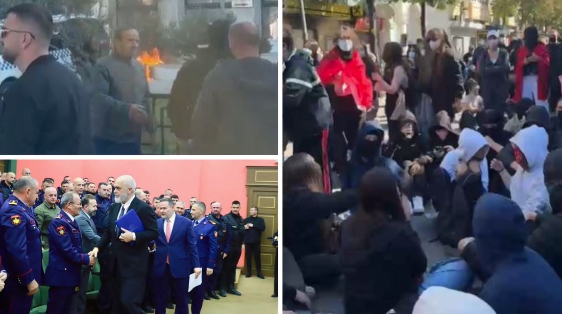 Protesta e 7-të në Tiranë, përplasje te Ministria e Arsimit dhe marshim në qytet