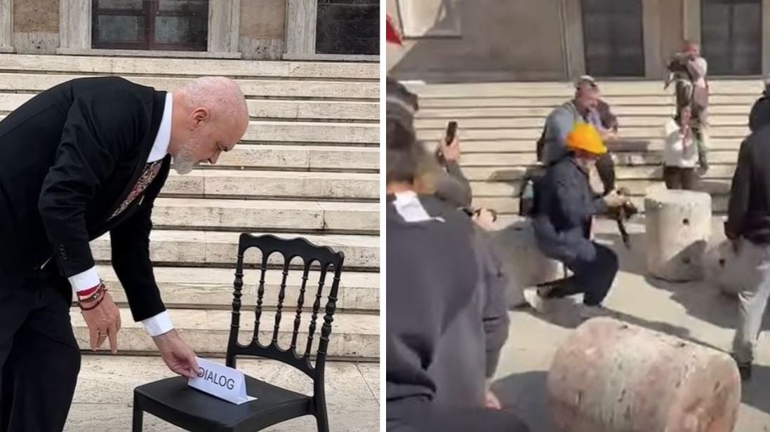 Rama ironizon pedagogët pas protestës te Kryeministria, poston pamjet e “stolave” të betonit
