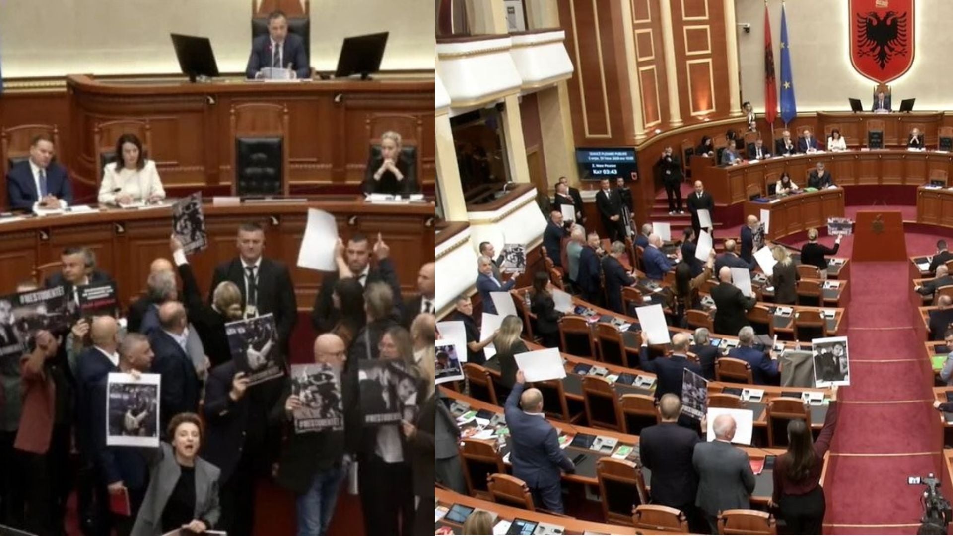 Seanca plenare nis me përplasje në Kuvend, opozita bllokon foltoren dhe ndërpret Peleshin