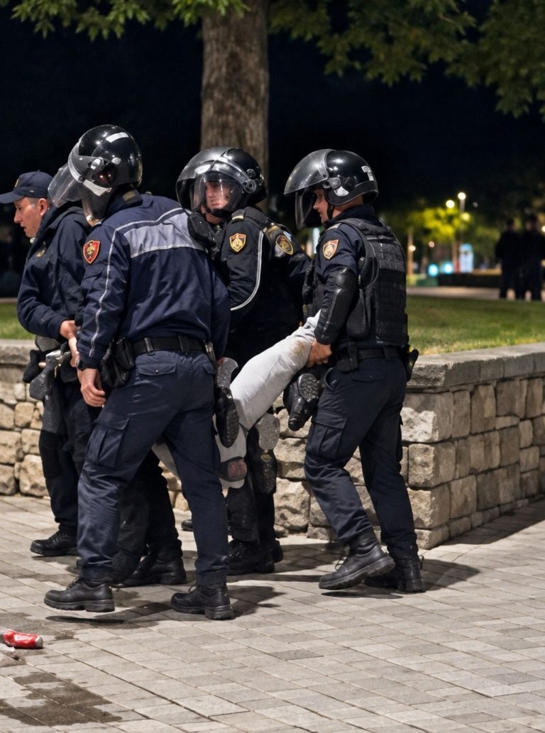 PAMJE TË RËNDA/ Dhunë policore ndaj studentëve në Tiranë, i riu përfundon i plagosur dhe tërhiqet nga efektivët (VIDEO)